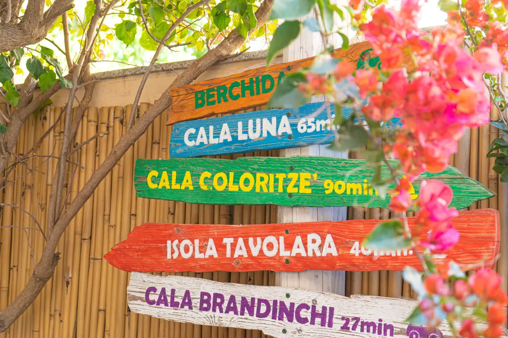 I cartelli colorati con le spiagge e i minuti di strada